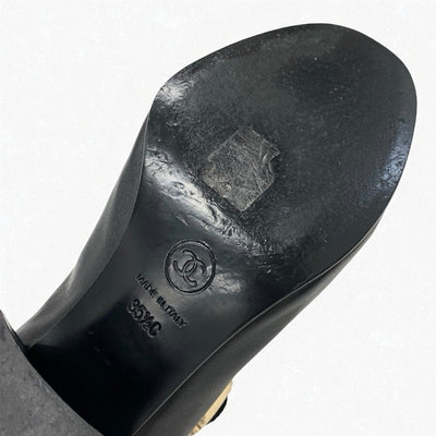 シャネル CHANEL パンプス 靴 シューズ レザー ブラック 黒 ゴールド メリージェーン ココマーク アイコンチャーム