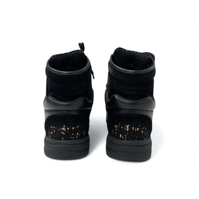 シャネル CHANEL スニーカー 靴 シューズ スエード ツイード ブラック ゴールド ココマーク ハイカット