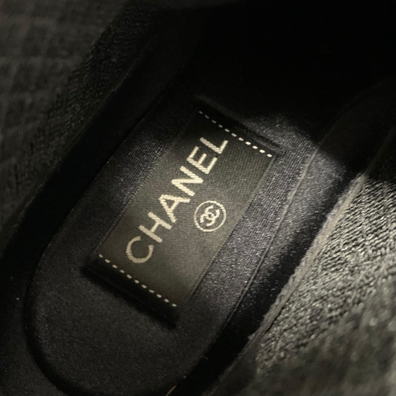 シャネル CHANEL スニーカー 靴 シューズ スエード ツイード ブラック ゴールド ココマーク ハイカット
