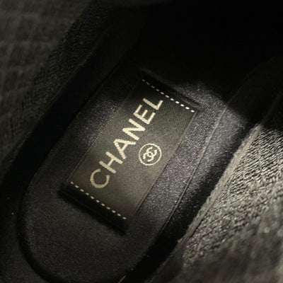 シャネル CHANEL スニーカー 靴 シューズ スエード ツイード ブラック ゴールド ココマーク ハイカット