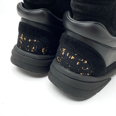 シャネル CHANEL スニーカー 靴 シューズ スエード ツイード ブラック ゴールド ココマーク ハイカット