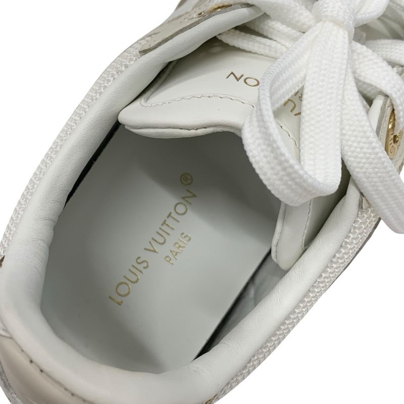 ルイヴィトン LOUIS VUITTON タイムアウトライン モノグラム スニーカー 靴 シューズ レザー スエード ホワイト ベージュ系 ピンクベージュ