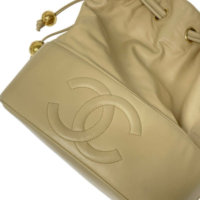 シャネル CHANEL バッグ ショルダーバッグ ラムスキン ベージュ ゴールド ココマーク ポーチ 巾着