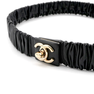 シャネル CHANEL ベルト ブラック ゴールド ココマーク ターンロック ラムスキン