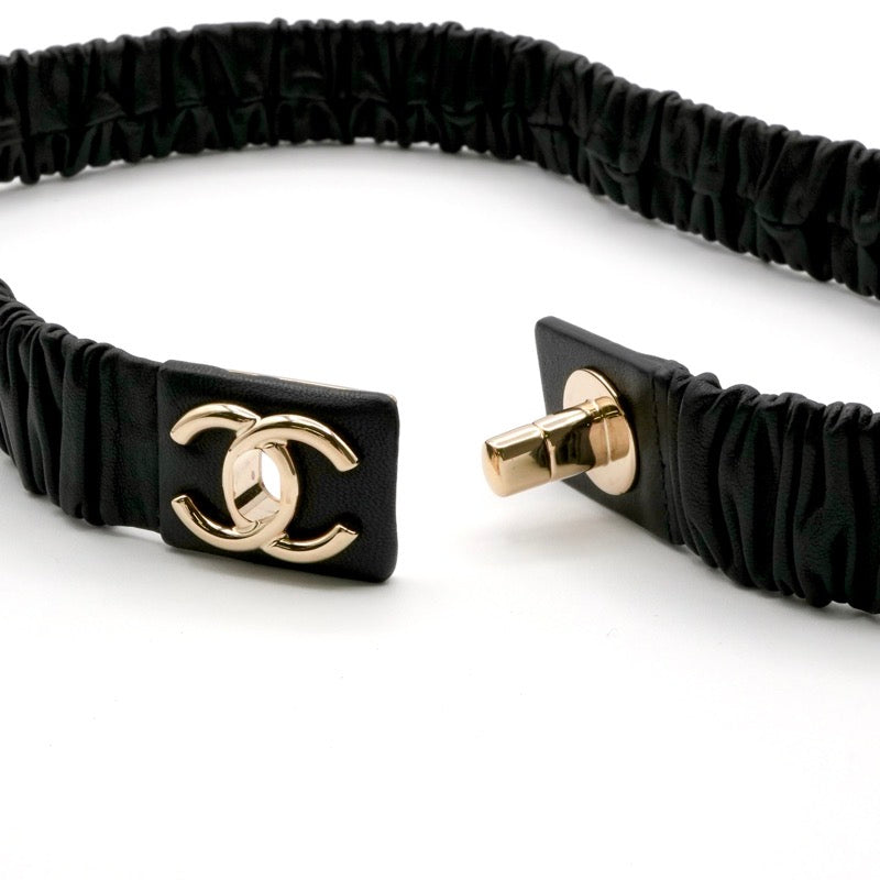 シャネル CHANEL ベルト ブラック ゴールド ココマーク ターンロック ラムスキン
