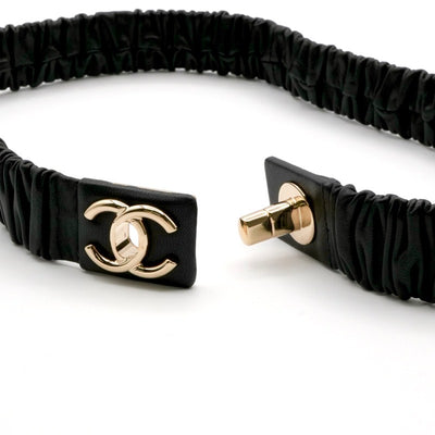 シャネル CHANEL ベルト ブラック ゴールド ココマーク ターンロック ラムスキン