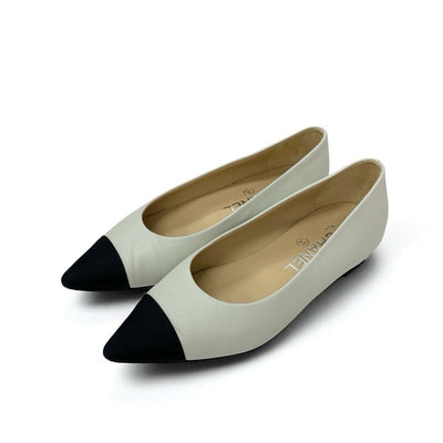 シャネル CHANEL パンプス 靴 シューズ レザー ファブリック ホワイト系 ブラック ココマーク