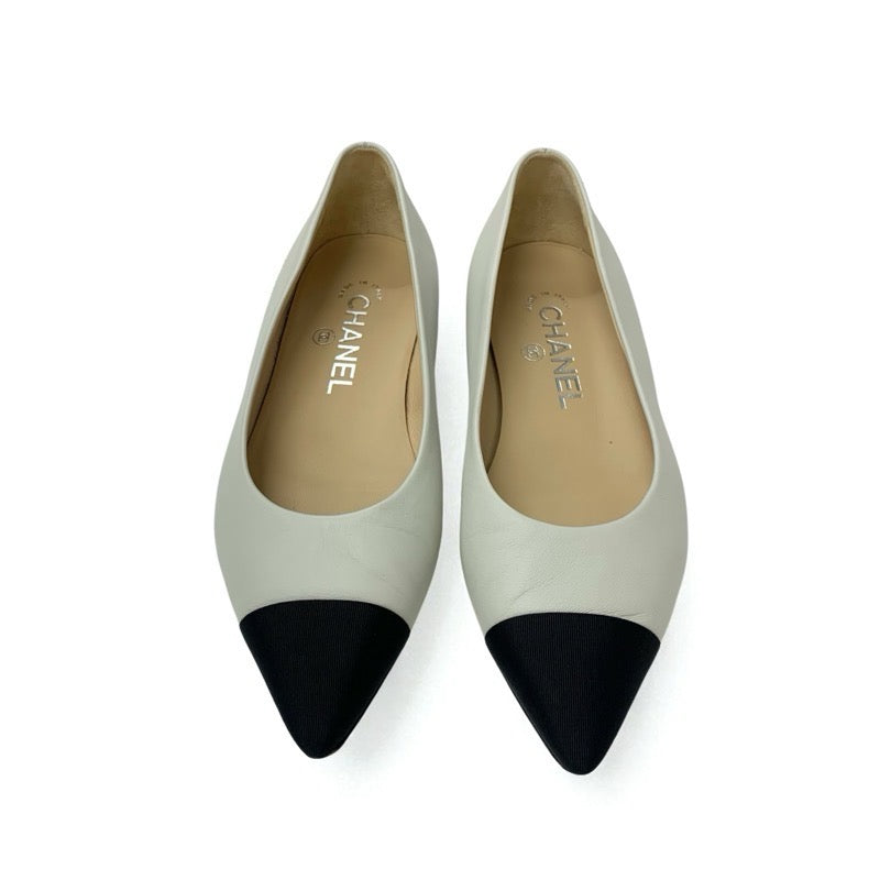 シャネル CHANEL パンプス 靴 シューズ レザー ファブリック ホワイト系 ブラック ココマーク