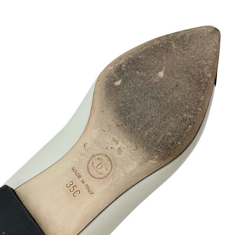 シャネル CHANEL パンプス 靴 シューズ レザー ファブリック ホワイト系 ブラック ココマーク