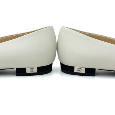 シャネル CHANEL パンプス 靴 シューズ レザー ファブリック ホワイト系 ブラック ココマーク