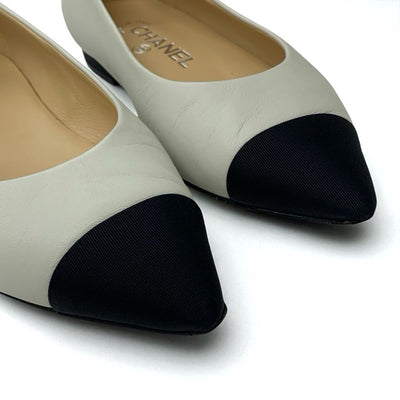 シャネル CHANEL パンプス 靴 シューズ レザー ファブリック ホワイト系 ブラック ココマーク