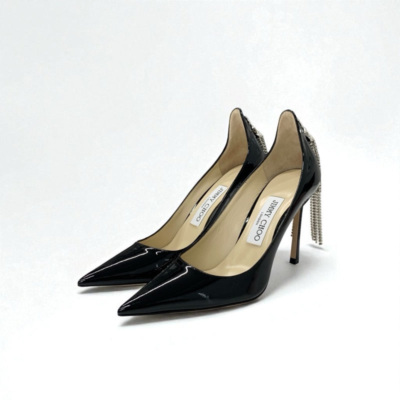 ジミーチュウ JIMMY CHOO SPRUCE95 パンプス 靴 シューズ パテント ブラック 黒 未使用 スター ラインストーン パーティーシューズ