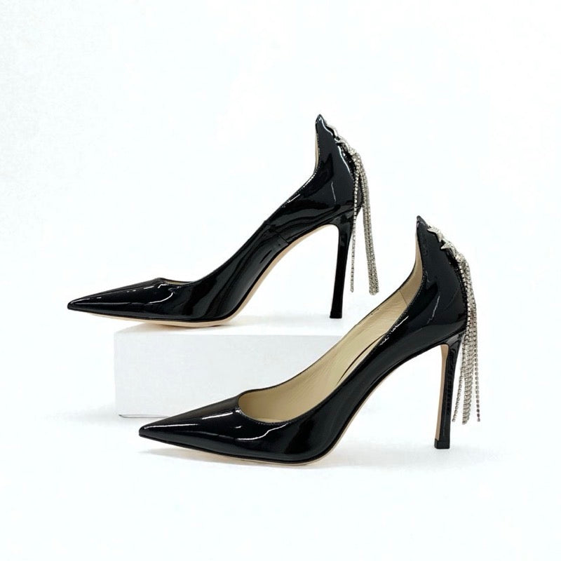 ジミーチュウ JIMMY CHOO SPRUCE95 パンプス 靴 シューズ パテント ブラック 黒 未使用 スター ラインストーン パーティーシューズ