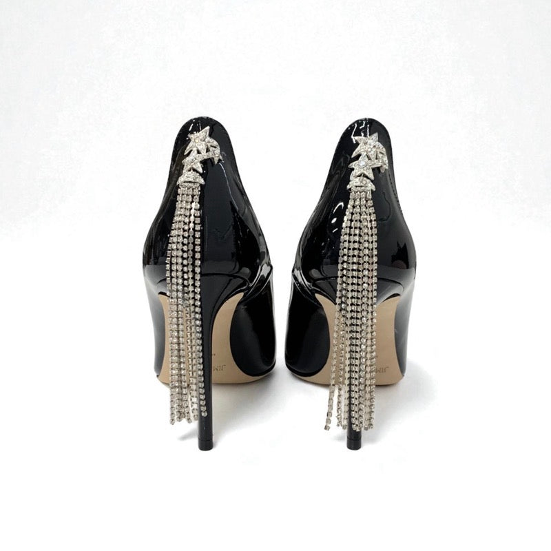 ジミーチュウ JIMMY CHOO SPRUCE95 パンプス 靴 シューズ パテント ブラック 黒 未使用 スター ラインストーン パーティーシューズ