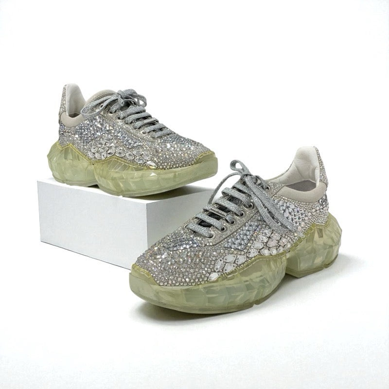 ジミーチュウ JIMMY CHOO ダイヤモンド スニーカー 靴 シューズ スワロフスキー シルバー クリスタル ロゴ ビジュー