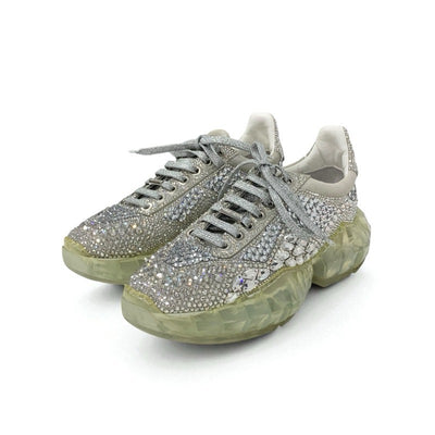 ジミーチュウ JIMMY CHOO ダイヤモンド スニーカー 靴 シューズ スワロフスキー シルバー クリスタル ロゴ ビジュー