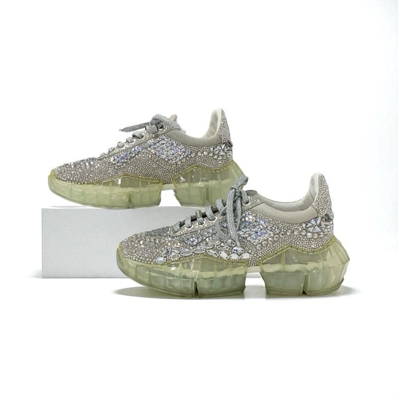 ジミーチュウ JIMMY CHOO ダイヤモンド スニーカー 靴 シューズ スワロフスキー シルバー クリスタル ロゴ ビジュー