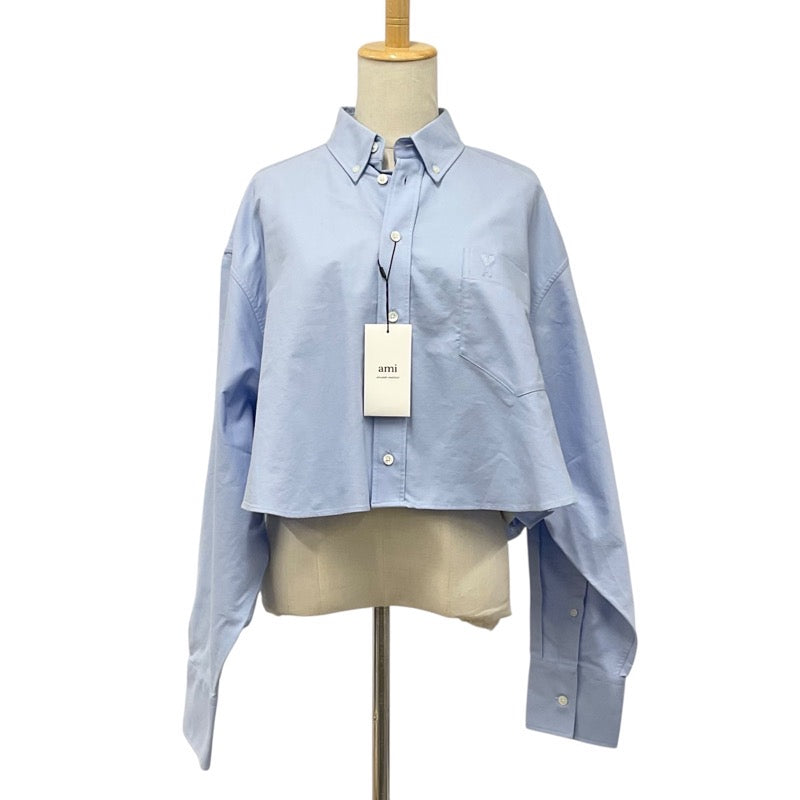 アミパリス Ami Paris トップス コットン ブルー ロゴ Ami De Coeur クロップド オーバーサイズ シャツ
