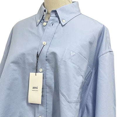 アミパリス Ami Paris トップス コットン ブルー ロゴ Ami De Coeur クロップド オーバーサイズ シャツ