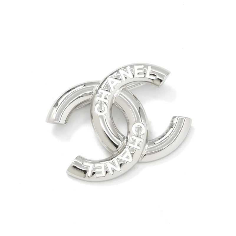シャネル CHANEL ブローチ コサージュ シルバー ホワイト ココマーク ロゴ