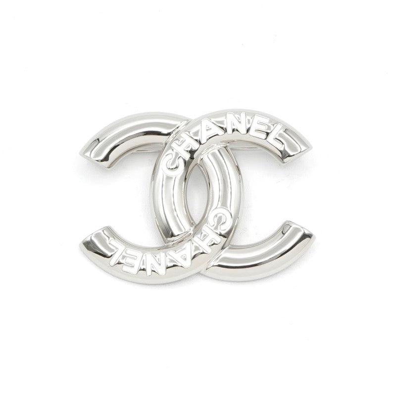 シャネル CHANEL ブローチ コサージュ シルバー ホワイト ココマーク ロゴ