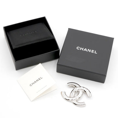 シャネル CHANEL ブローチ コサージュ シルバー ホワイト ココマーク ロゴ