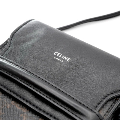 セリーヌ CELINE 携帯・スマホアクセサリー レザー キャンバス ブラック 黒 トリオンフ ロゴ フォンケース モバイルポーチ ポシェット