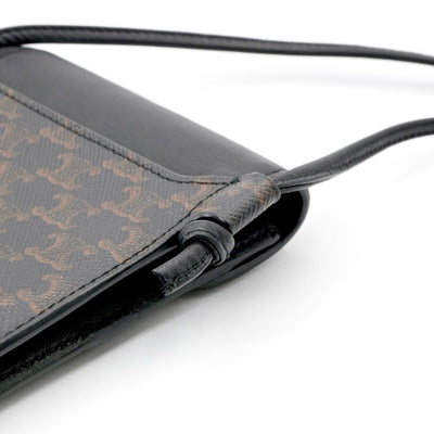 セリーヌ CELINE 携帯・スマホアクセサリー レザー キャンバス ブラック 黒 トリオンフ ロゴ フォンケース モバイルポーチ ポシェット