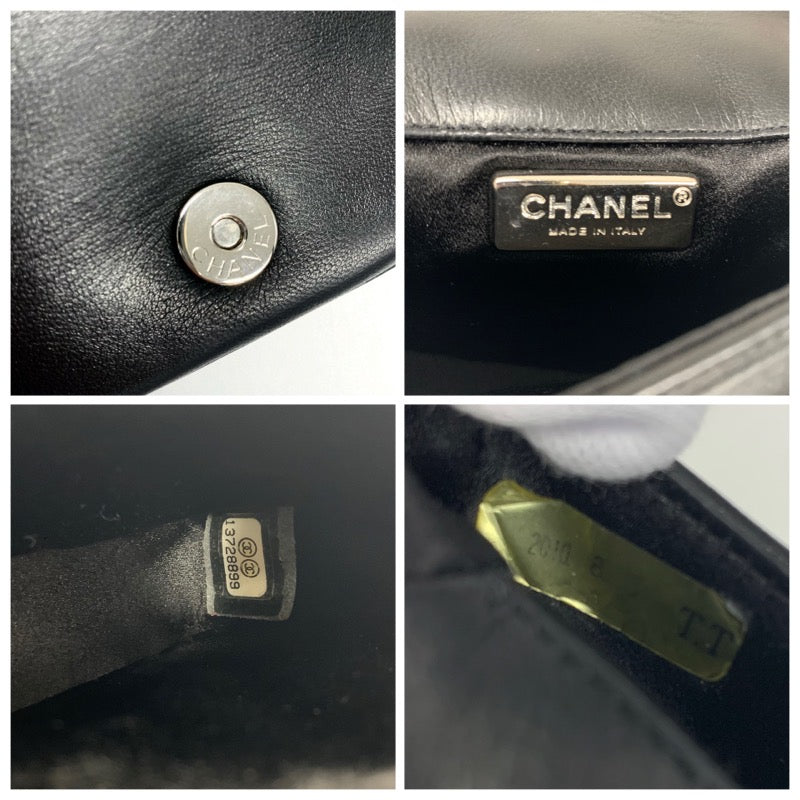 シャネル CHANEL バッグ ショルダーバッグ レザー ブラック 黒 シルバー ミニマトラッセ ココマーク シングルフラップ ダブルチェーン ビーズステッチ