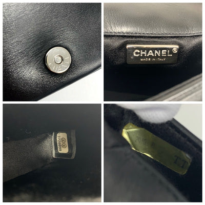 シャネル CHANEL バッグ ショルダーバッグ レザー ブラック 黒 シルバー ミニマトラッセ ココマーク シングルフラップ ダブルチェーン ビーズステッチ