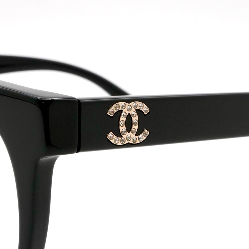 シャネル CHANEL メガネ ブラック ゴールド ココマーク ラインストーン アイウェア ロゴ