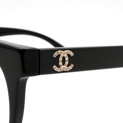 シャネル CHANEL メガネ ブラック ゴールド ココマーク ラインストーン アイウェア ロゴ