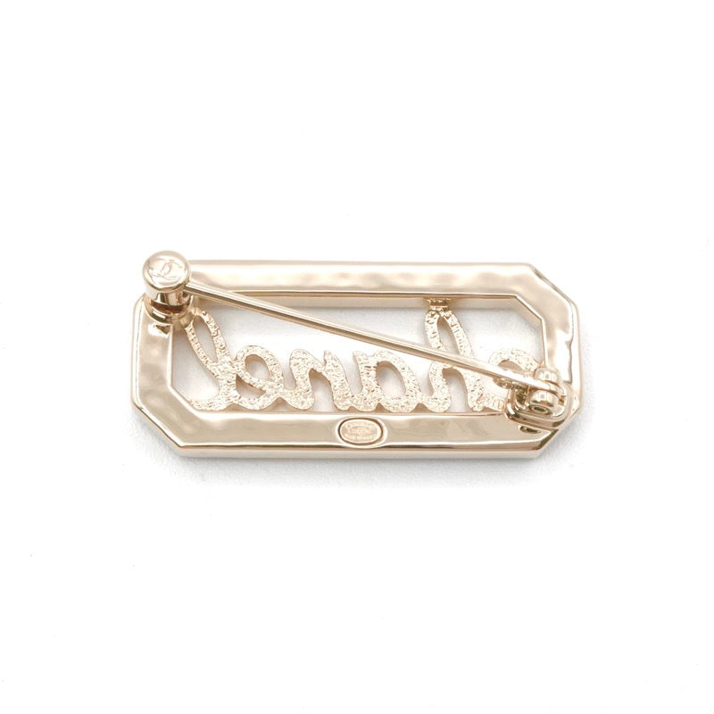 シャネル CHANEL ブローチ コサージュ ゴールド ロゴ ラインストーン