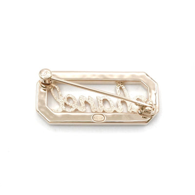 シャネル CHANEL ブローチ コサージュ ゴールド ロゴ ラインストーン