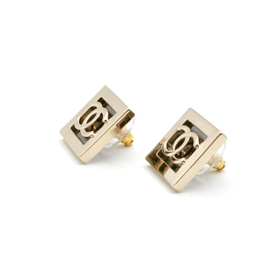 シャネル CHANEL ピアス イヤリング ゴールド ダークグレー ココマーク スクエア