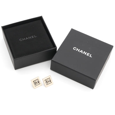 シャネル CHANEL ピアス イヤリング ゴールド ダークグレー ココマーク スクエア