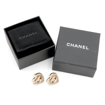 シャネル CHANEL ピアス イヤリング ゴールド ブラック ココマーク ラインストーン ハート