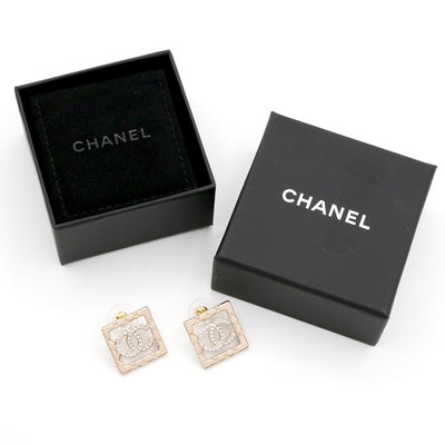 シャネル CHANEL ピアス イヤリング ゴールド ココマーク ラインストーン スクエア