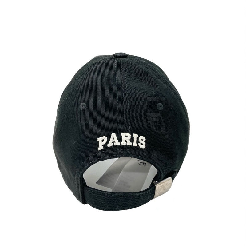 セリーヌ CELINE キャップ 帽子 コットン ブラック ホワイト トリオンフ ロゴ ベースボールキャップ ダメージ加工