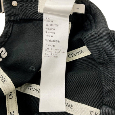 セリーヌ CELINE キャップ 帽子 コットン ブラック ホワイト トリオンフ ロゴ ベースボールキャップ ダメージ加工