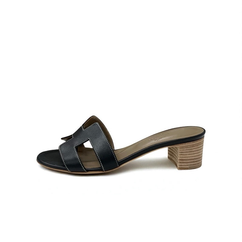 エルメス HERMES オアジス サンダル 靴 シューズ レザー ブラック ミュール