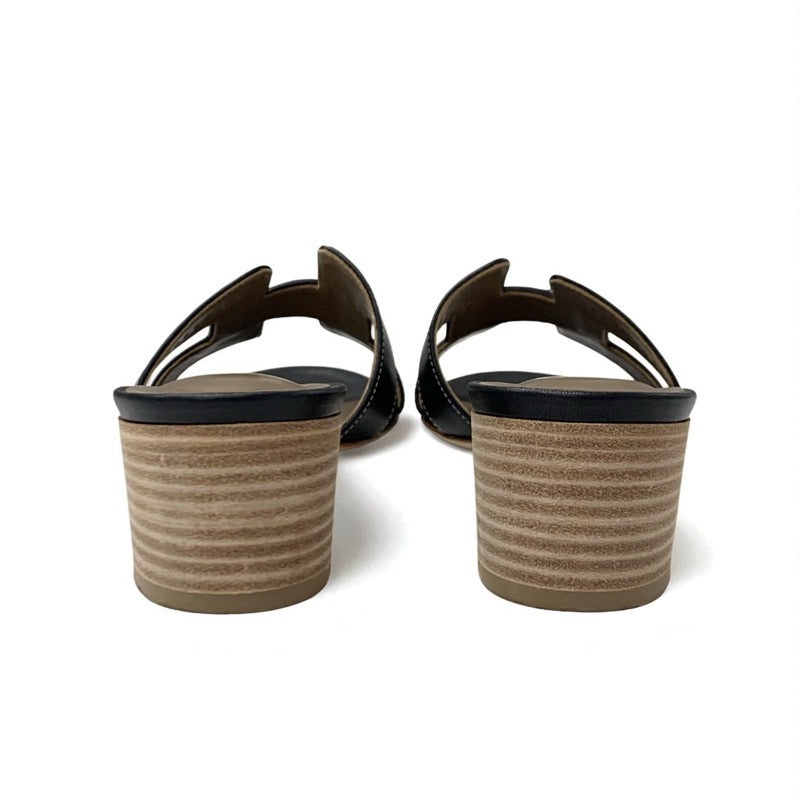 エルメス HERMES オアジス サンダル 靴 シューズ レザー ブラック ミュール