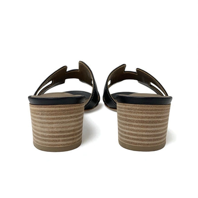 エルメス HERMES オアジス サンダル 靴 シューズ レザー ブラック ミュール