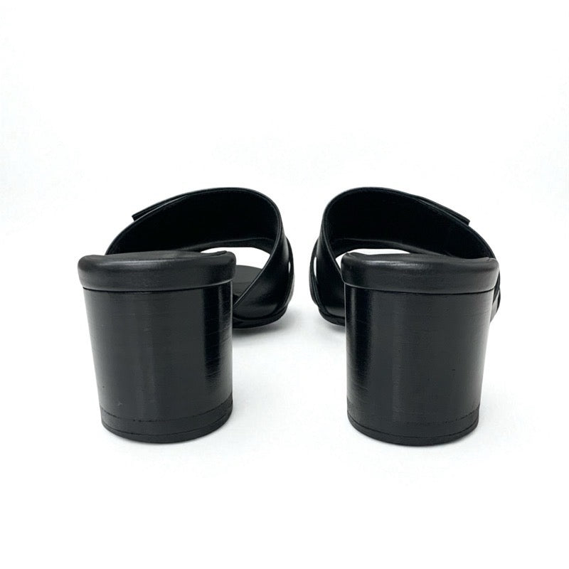 エルメス HERMES ジジ サンダル 靴 シューズ レザー ブラック シルバー ケリー金具 ミュール