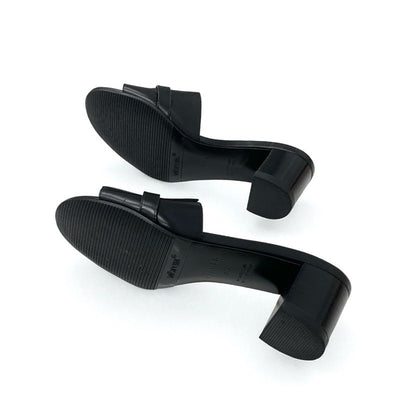 エルメス HERMES ジジ サンダル 靴 シューズ レザー ブラック シルバー ケリー金具 ミュール