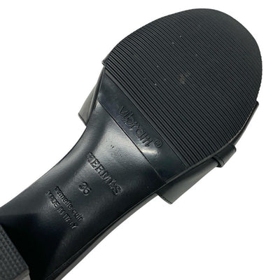 エルメス HERMES ジジ サンダル 靴 シューズ レザー ブラック シルバー ケリー金具 ミュール