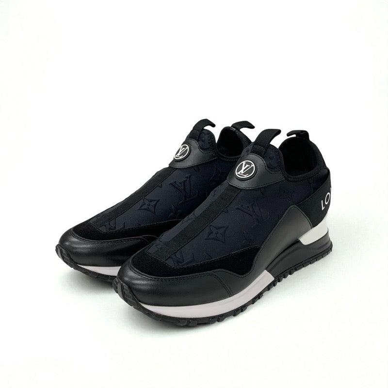 ルイヴィトン LOUIS VUITTON ランアウェイライン モノグラム スニーカー 靴 シューズ ファブリック レザー スエード ブラック ホワイト ロゴ インヒール