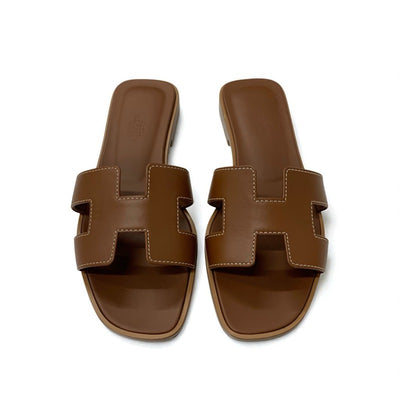 エルメス HERMES オラン サンダル 靴 シューズ レザー ブラウン フラット ミュール