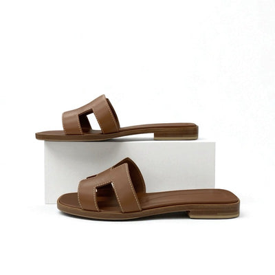 エルメス HERMES オラン サンダル 靴 シューズ レザー ブラウン フラット ミュール