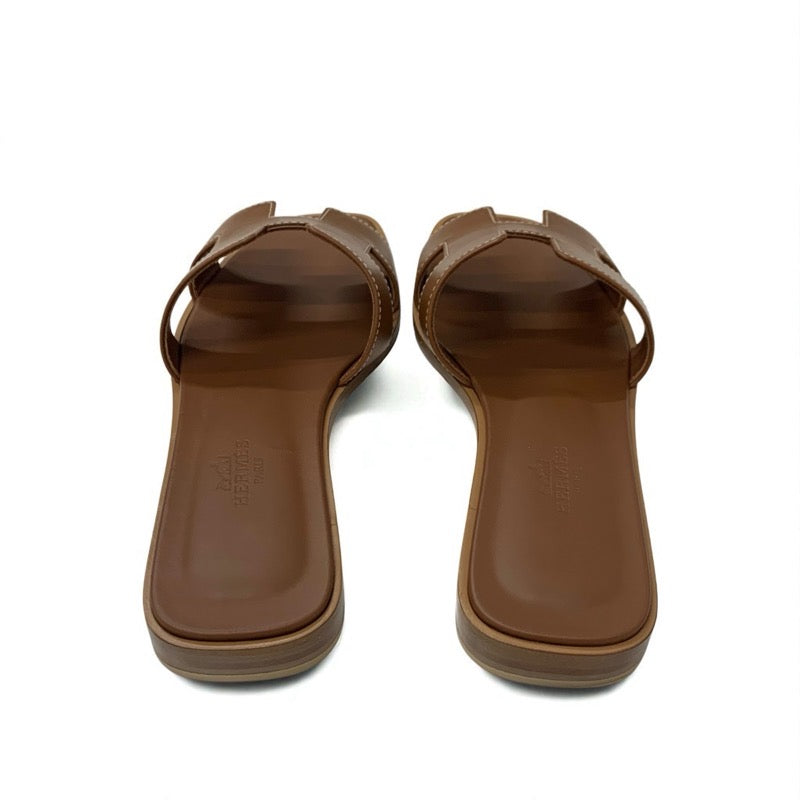 エルメス HERMES オラン サンダル 靴 シューズ レザー ブラウン フラット ミュール